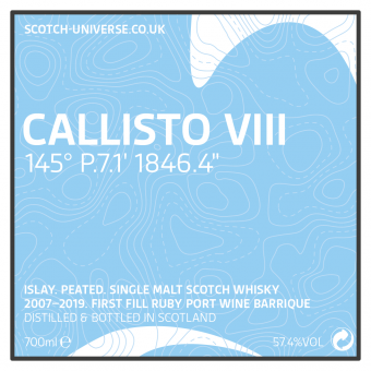Callisto VIII, Scotch Universe - Islay Single Malt - 1st Fill Ruby Port, 57,4 %, 0,7 Lt. 
