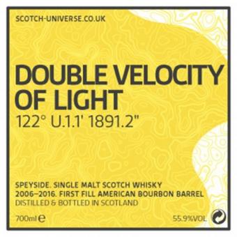 Double Velocity Of Light, Scotch Universe - First Fill Bourbon Barrel, 55,9 %, 0,7 Lt. 