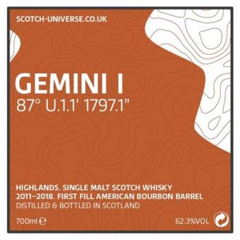 Gemini I, Scotch Universe - Highland Single Malt - 1st Fill Bourbon Barrel, 62,3 %, 0,7 Lt. 