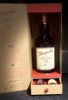 Glenfarclas 15y, 0,7 l, 46 % Vol. Tasting Pack mit 2 Miniaturen 