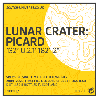 Lunar Crater Picard, Scotch Universe - Speyside Single Malt - 1st fill Oloroso Sherry Hogshead, 51,6 %, 0,7 Lt. 