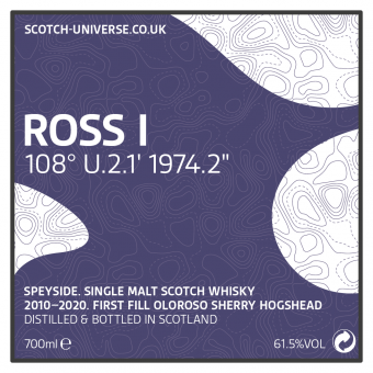 Ross I, Scotch Universe - Speyside Single Malt - 1st Fill Oloroso Sherry Hogshead, 61,5 %, 0,7 Lt. 
